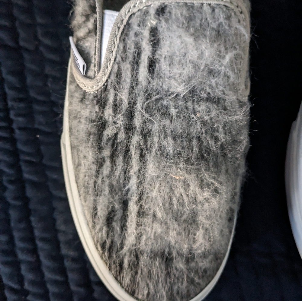 Vans Classic Women 7.5 slip on Mule Soft Plaid Gray Hairy 112024 - Picture 3 of 7
